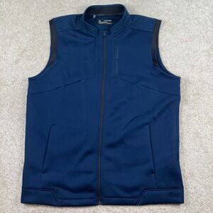 Under Armour Mens XXL Golf Vest Navy Blue ColdGear Full Zip 1317343